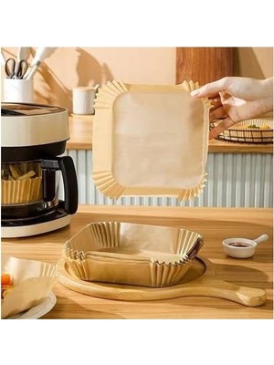 Prime 50 Adet Air Fryer Pişirme Kağıdı Tek Kullanımlık Hava Fritöz Yağ Geçirmez Yapışmaz Kare Tabak Model