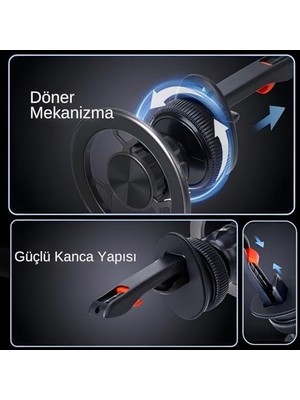 Manyetik Telefon Tutucu Magsafe ile Uyumlu Havalandırma Için [güçlü Mıknatıslar] - Kancalı Cep Telefonu Tutacağı Araba Telefon Tutucu - Izgara Klipsli Oto Tutucu