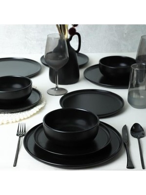Prime Mat Siyah Yemek Takımı 18 Parça 6 Kişilik 956