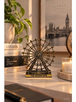 Munico Londra London Eye Dekoratif Obje Vintage Eskitme Görünümlü Ev Ofis Kitaplık Masa Süsü
