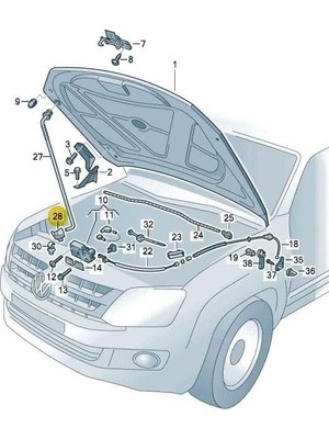 Karok Ticaret Motor Kaput Demiri Alt Lastiği Yuvası 2H0805734A Vw Amarok ile Uyumlu 2010-2022