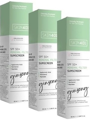 SKIN401 Spf 50+ Mineral Filter Sunscreen Mineral Filtre Güneş Kremi 50 ml (3 Paketi)