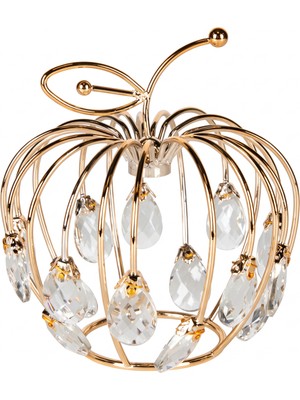 Herdekora Dekoratif Metal Elma Kristal Taşlı Gold 17X16 Cm.