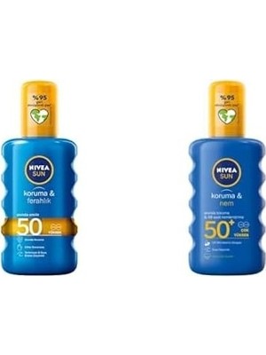 Prime Sun Spf 50 Koruma & Ferahlık Transparan Güneş Spreyi (200ML) ve Sun Spf 50+ Koruma & Nem Güneş Spreyi, Suya Dayanıklı Nemlendirici Güneş Kremi (200 Ml)
