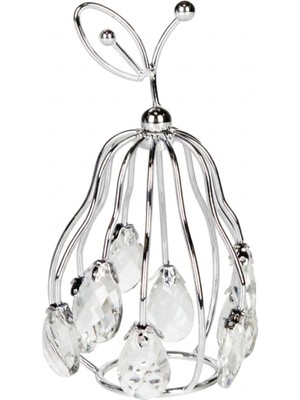 Herdekora Dekoratif Metal Armut Kristal Taşlı Gümüş 9X16 Cm.