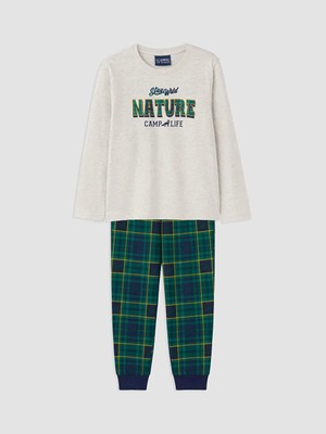 Lc Waikiki Yeni Sezon Ekru Bisiklet Yaka Baskılı Erkek Çocuk Pijama Takım