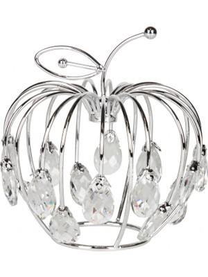 Herdekora Dekoratif Metal Elma Kristal Taşlı Gümüş 17X16 Cm.