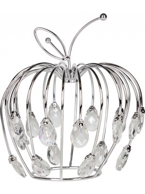 Herdekora Dekoratif Metal Elma Kristal Taşlı Gümüş 21X22 Cm.
