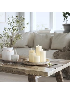 Prime Deluxe Homeart Iç Mekan Alevsiz LED Mum - Krem - Gerçek Alevli ™ Teknoloji - Pille Çalışan Mum (5 x 20 Cm)