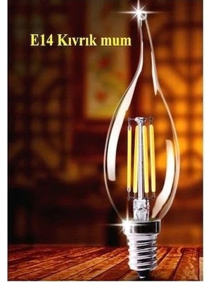 Prime Rustik LED Ampul 4W E14 Ince Duy Dimmerli Gün Işığı 3200K 10 Adet Lambam ERD23KIVRIK Mum Ampul