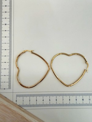 Aida Jewelss Paslanmaz Çelik Kalp Modeli Halka Küpe 58MM