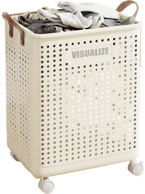 Prime Tekerlekli Katlanabilir Çok Amaçlı Sepet, 40 Litre, Havalandırmalı Tasarım (Krem)