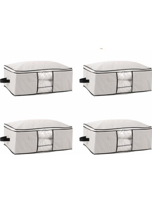 Prime ve Yatak Altı Uyumlu 4 Adet Lüks Pencereli Dolap Düzenleyici Hurç Altı Hurç 64X45X22 cm (Beyaz)