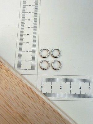 Aida Jewelss 316 L Cerrahi Çelik 1,6mm*8mm Çelik Halka Küpe Gümüş 4 Adet