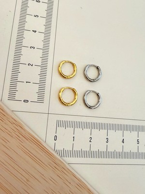 Aida Jewelss 316 L Cerrahi Çelik 1,6mm*8mm Çelik Halka Küpe 4 Adet