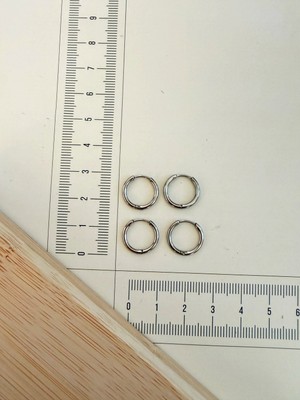 Aida Jewelss 316 L Cerrahi Çelik 1,6MM*10MM Çelik Halka Küpe Gümüş 4 Adet