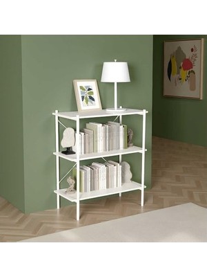Prime Mobilya Retro 3 Raflı Metal Kitaplık- 80X92X40 cm