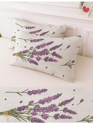 Prime Ezgi Desenli Pamuklu Yastık Kılıfı, Lavanta Deseni, 50 x 70 Cm, Lila, 2 Adet