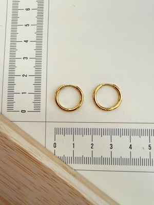 Aida Jewelss 316 L Cerrahi Çelik 1,6MM*12MM Çelik Halka Küpe Gold
