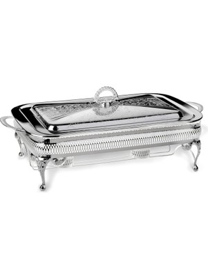 Prime Anne Ingiliz Gümüşü Isıtıcılı Dikdörtgen Yemek Servis 46 x 25 x 19 cm