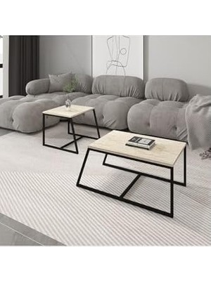 Prime Minimal 2'li Orta Sehpa Traverten, Bej