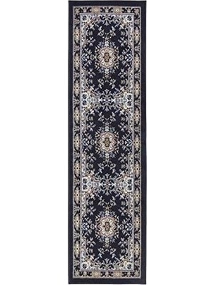 Prime Dynamix Premium Sakarya Geleneksel Madalyon Bordür Bölgesi Halısı, Lacivert, 4 cm x 7 cm Yolluk