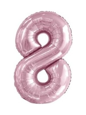 Prime 8 Rakam Pastel Pembe Folyo Balon 76 cm