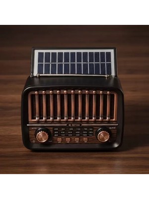 Nemere İthalat Solar Panelli Fm Radyo - Şarjlı - Bluetooth Özellikli - Aux Girişli - Nostaljik Tasarım Nemere