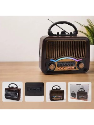 Nemere İthalat Solar Nostalji Müzik Kutusu - Şarjlı - Fm Radyo - Bluetooth Özellikli - Retro Tasarımlı Nemere