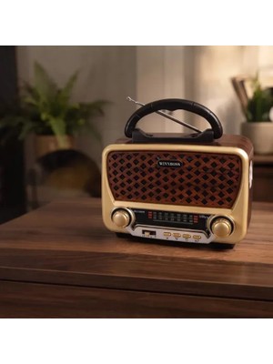 Nemere İthalat Nostalji Müzik Kutusu - Solar Panelli - Şarjlı - Aux Girişi - LED Fener - Bluetooth Nemere Itha