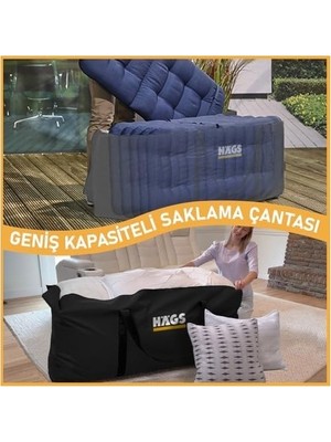 Prime Bahçe Mobilya Yastığı, Minderi Saklama Çantası Hurç, Yatak, Yorgan, Yastık Organizer, Düzenleyici, Depolama Hurcu, Çantası, Büyük Boy - 275 Lt Siyah