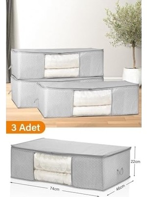 Prime 3 Adet - Pencereli Boy Altı Gri Benekli Hurç 74 x 46 x 22 cm