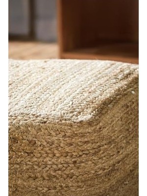 Prime Dekoratif Kare Naturel Hasır Jüt Puf 40X40-12080