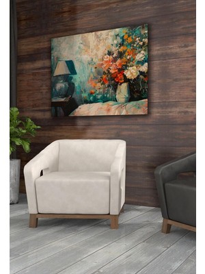 Store Vazoda Renkli Turuncu Çiçekler Dekoratif Kanvas Tablo 30 x 40