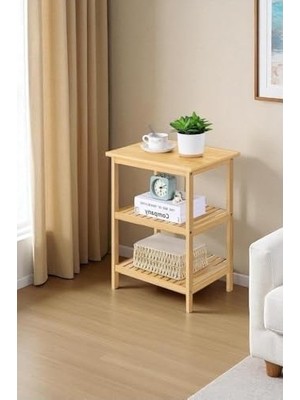Prime Bambu 3 Raflı Komodin Yan Sehpa Şifonyer Düzenleyici Orta Sehpa DB-0024
