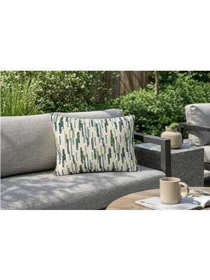 Prime Rain Yeşil/krem Dekoratif Yastık 35X50 cm – Suya Dayanıklı, Solmaya Dayanıklı Kumaş, Dolgulu Bahçe Balkon ve Teras Kırlenti