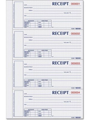 Prime Numbered Money Receipt Kitap, 6 – 7/8 x 2 3/4, Three-Parça, 200 Forms