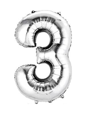Prime 3 Rakam Folyo Gümüş Balon Küçük 35 cm