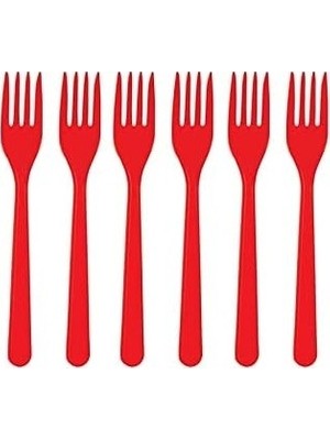 Prime Plastik Kırmızı Çatal 25'li