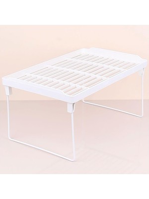 Prime Metal Ayaklı Mutfak Banyo Rafı, Tezgah Üstü Organizer, Dolap Içi Düzenleyici, Plastik Raf, Beyaz 34.50 x 21,5 x 14 cm (Büyük)
