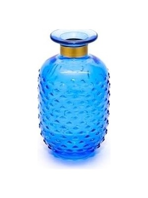 Prime Boyunlu Saks Mavisi Cam Vazo (15 Cm)