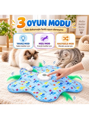 Ttt Hareketli Interaktif Kedi Oyun Matı - USB Şarjlı - 3 Oyun Modu