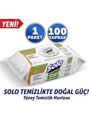 Prime Solo Yüzey Temizleme Mendili Doğal Güç Beyaz Sabun 100 Yaprak