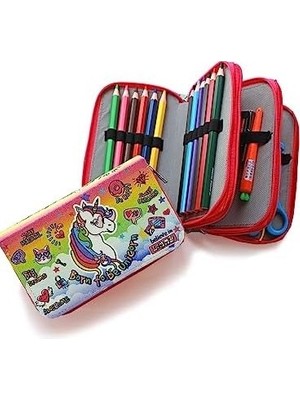 Prime Kalem Kutusu Pembe Tarz Kawai Organizer Kalemkutu Üç Bölmeli Kalemlik