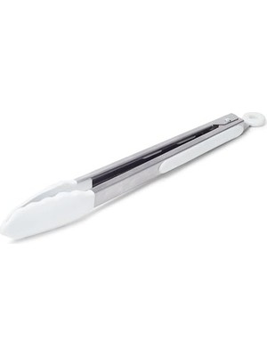 Prime Beyaz Silikon Uçlu Mutfak Maşası - 23 Cm, Asma Kilit Sistemli Paslanmaz Çelik Sap, Kolay Kavrama, Mangal, Salata, Makarna, Barbekü, Kamp Için Uygun