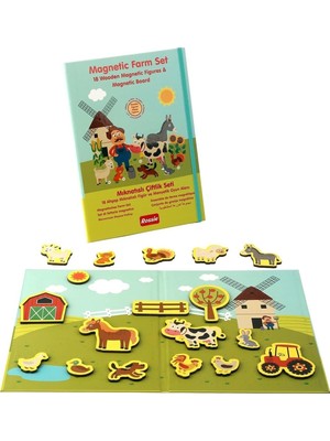 Prime Rossie 48407 Ahşap Mıknatıslı Çiftlik Oyun Seti Mıknatıslı Oyun Alanı, Çok Renkli