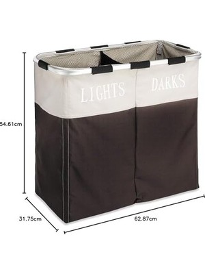 Prime Whitmor Easycare Çift Çamaşır Sepeti - Işıklar ve Karanlıklar Ayırıcı - Espresso, 2 Bölmeli