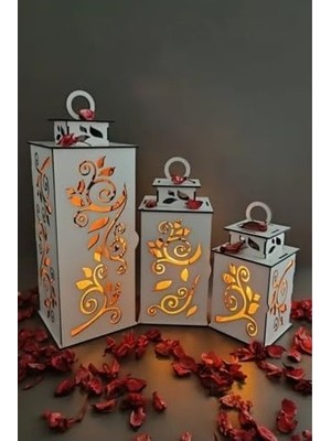 Prime Ahşap Dekoratif Mumluk Beyaz 1