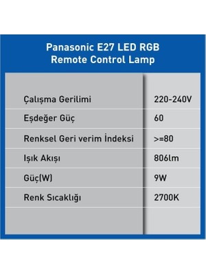 Prime LED Akıllı Bluetooth Wi-Fi Rgb E27 Lamba 9W