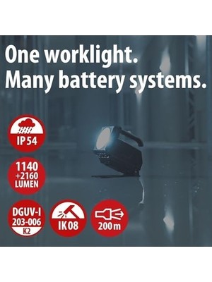 Prime Profesyonel Serisi Multi 20 Watt 18 Volt Tüm Bataryalarla Uyumlu IP54 Lisanslı 1140+2160 Lümen Işık Gücüne Sahip LED Projektör